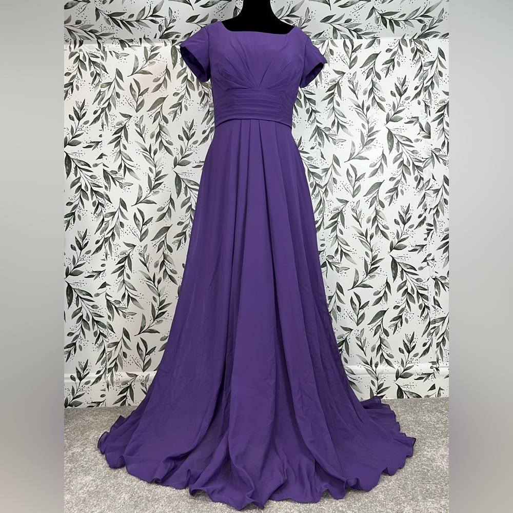 Bridesmaid Purple Maxi Gown Sz M Prom Dress Formal Evening Cocktail Wedding #E